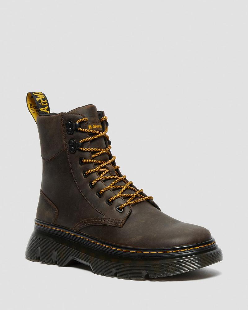 Dark / Brown Men\'s Dr Martens Tarik Crazy Horse Leather Utility Ankle Boots | CA 447ILH